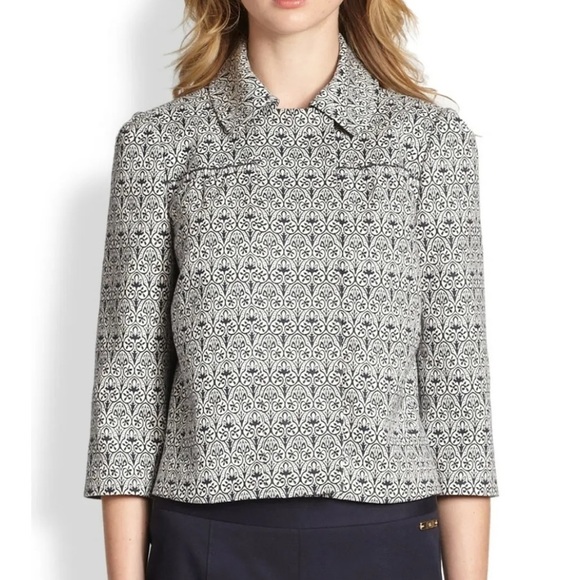 Tory Burch Heidi Jacquard Jacket Blazer 3/4 Sleeve Size - 8 - Picture 2 of 8